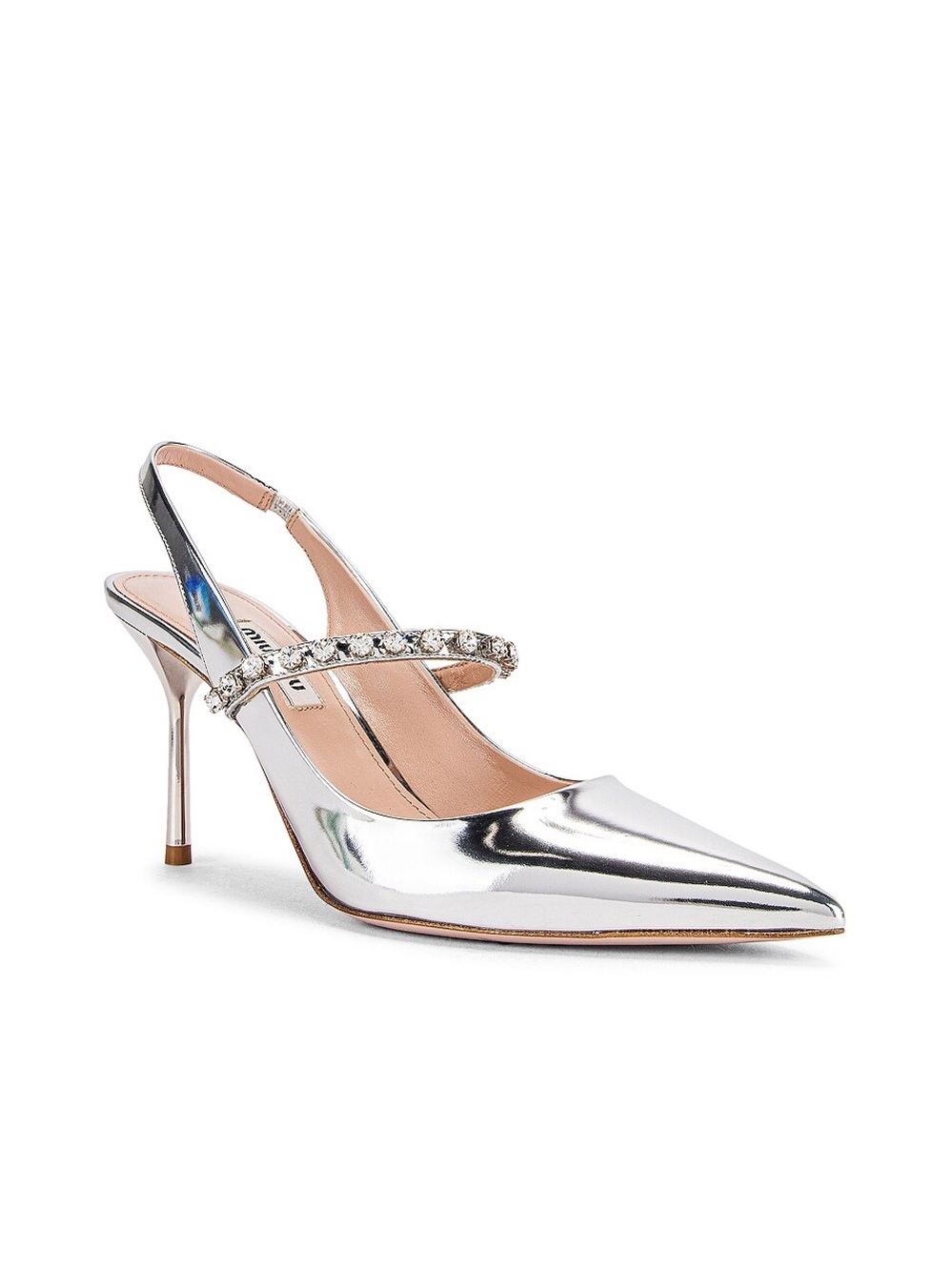 MIU MIU Jewelled - Silver Pointed-Toe Slingback Pump - Size 9 🤍🩶 - Picture 4 of 10